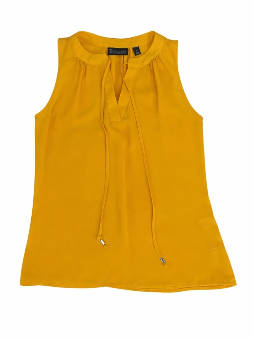 New York & Company Women’s Yellow Sleeveless Tie-Neck Top Blouse Size XS